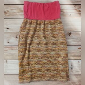 Chevron Strapless Dress with pockets